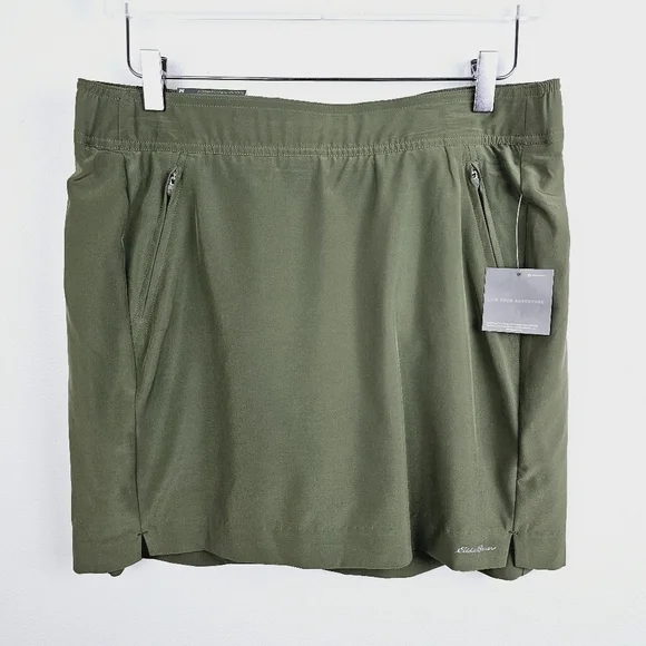 Eddie Bauer Olive Green Slightly Curvy Straight Spindrift UPF 50+ Skort NWT - Picture 1 of 8
